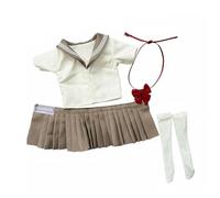 Pegciuho Mujer Ropa Marinera Escolar Figura Acción Incluye Top Falda Plisada Calcetas Lazo Accesorio Confeccionado para Exposición Escena Escolar Coleccionismo Decoración de Juguetes, Caqui