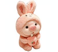 Pegciuho Muñeco de Peluche Cerdito Té de Burbujas Almohada Juguete Relleno Suave Disfraz Original Apto para Niños Colección Decoración del Hogar, 25CM, Conejo