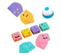 Pegciuho Rompecabezas de Bloques de Expresión Que Combinan Bloques de Cubo Que Cambian de Cara, Juguetes Educativos de Entrenamiento Interactivos de Madera con