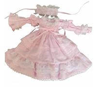 Pegciuho Vestido para Muñeca con Conjunto Completo Falda de Ribetes de Encaje y Accesorio para la Cabeza Adecuado para Niñas Coleccionistas Decoración de Casa, Rosa, 1/3