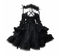 Pegciuho Vestido para Muñeca con Conjunto Completo Falda de Ribetes de Encaje y Accesorio para la Cabeza Adecuado para Niñas Coleccionistas Decoración de Casa, Negro, 1/3