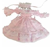 Pegciuho Vestido para Muñeca con Conjunto Completo Falda de Ribetes de Encaje y Accesorio para la Cabeza Adecuado para Niñas Coleccionistas Decoración de Casa, Rosa, 1/4