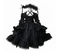 Pegciuho Vestido para Muñeca con Conjunto Completo Falda de Ribetes de Encaje y Accesorio para la Cabeza Adecuado para Niñas Coleccionistas Decoración de Casa, Negro, 1/6