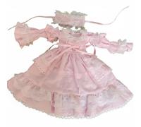 Pegciuho Vestido para Muñeca con Conjunto Completo Falda de Ribetes de Encaje y Accesorio para la Cabeza Adecuado para Niñas Coleccionistas Decoración de Casa, Rosa, 1/6