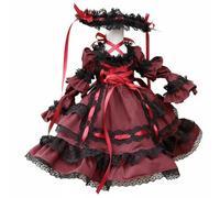 Pegciuho Vestido para Muñeca con Conjunto Completo Falda de Ribetes de Encaje y Accesorio para la Cabeza Adecuado para Niñas Coleccionistas Decoración de Casa, Rojo Vino, 1/6