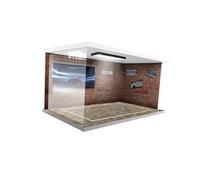 Pegciuho Vitrina para Coche a Escala 1/18, Modelo de Metal Fundido a Presión, con Escena de Aparcamiento, Luces, Resistente Al Polvo, Juguete de Acrílico para, Ladrillos Rojos