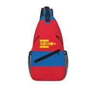 PEGQCVAM Bolsa cruzada con bandera de Mongolia en diagonal. Gran capacidad, correas de hombro ajustables, portavasos y soportes para paraguas en ambos lados.