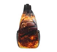PEGQCVAM Bolsa cruzada de baloncesto en fuego y agua con salpicaduras de llamas en diagonal. Gran capacidad, correas de hombro ajustables, portavasos y soportes para paraguas en ambos lados.