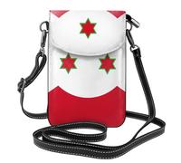Pegqcvam Bolso pequeño para teléfono celular, diseño de bandera de Burundi, bolso cruzado con estampado floral, mini cartera de piel sintética con correa para el hombro, cierre magnético seguro.