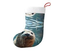 PEGQCVAM Calcetines de Navidad de Seal Pup in Water. Imprescindible para las familias navideñas, adecuadas para la decoración navideña. Un ambiente cálido de vacaciones.