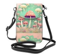 Pegqcvam Dream Mushroom - Bolso pequeño para teléfono celular, bolso cruzado con estampado floral, mini cartera de piel sintética con correa para el hombro, cierre magnético seguro.