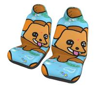 PEGQCVAM Fundas de asiento de coche con diseño de perro de dibujos animados. Tejido de poliéster elástico para un ajuste seguro en coches, SUV y camiones.