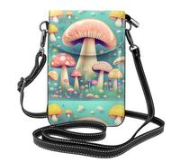 Pegqcvam Pretty Little Mushrooms - Bolso pequeño para teléfono celular, bolso cruzado con estampado floral, mini cartera de piel sintética con correa para el hombro, cierre magnético seguro.