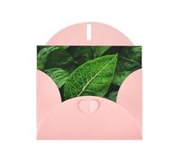 PEGQCVAM Tarjeta de felicitación Green Leaf Nature. Tarjeta de felicitación nacarada de lujo rosa, cartulina premium para todas las ocasiones