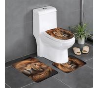 Pegqcvam The Lion's Gaze - Juego de alfombras de baño de 3 piezas, totalmente impresas, suaves y antideslizantes, adecuadas para baños, inodoros y suelos.