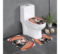 Pegqcvam The Silent Monkey - Juego de alfombras de baño de 3 piezas, totalmente impresas, suaves y antideslizantes, adecuadas para baños, inodoros y suelos.