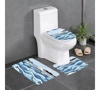 Pegqcvam Waves Lapping at The Rocks - Juego de alfombras de baño de 3 piezas, totalmente impresas, suaves y antideslizantes, adecuadas para baños, inodoros y suelos.