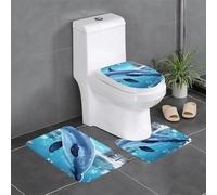 Pegqcvam Winter The Dolphin - Juego de alfombras de baño de 3 piezas, totalmente impresas, suaves y antideslizantes, adecuadas para baños, inodoros y suelos.