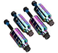 Pegs para patinete - 2 unidades Pro Stunt Scooter Pegs Rainbow negro con eje de 12,9 niveles y tuerca de fijación | aluminio PRO Roller Pegs | 5050s Grinds
