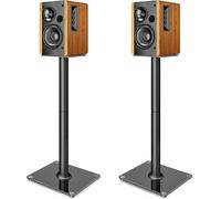 Pegzone Soporte universal para altavoces de sonido envolvente, capacidad de carga de 25 kg, soporte para altavoces de estantería de 76,5 cm de alto, soporte para gestión de cables, base grande, 1 par