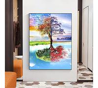 Pei-wall art Impresión en lienzo 70x80 cm sin marco moderno cuatro estaciones árbol paisaje pintura cartel pared arte imagen sala de estar decoración del hogar Cuadros