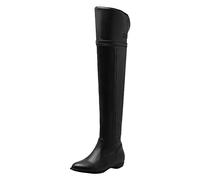 peiaclkde Botas altas por encima de la rodilla para mujer, botas altas hasta el muslo, de tacón bajo, planas, de invierno, de cuero, elásticos, con cremallera lateral, cálidas, botas de equitación por