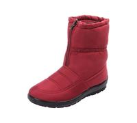 peiaclkde Botas de invierno para mujer, impermeables, de ajuste ancho, botas térmicas de piel sintética con cremallera lateral, cómodas y antideslizantes, botas cortas de tacón grueso, Red, 39 EU