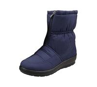 peiaclkde Botas de invierno para mujer, impermeables, de ajuste ancho, botas térmicas de piel sintética con cremallera lateral, cómodas y antideslizantes, botas cortas de tacón grueso, Blue, 40 EU