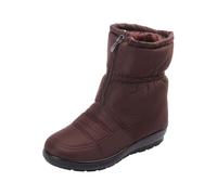 peiaclkde Botas de invierno para mujer, impermeables, de ajuste ancho, botas térmicas de piel sintética con cremallera lateral, cómodas y antideslizantes, botas cortas de tacón grueso, Brown, 37.5 EU