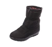 peiaclkde Botas de invierno para mujer, impermeables, de ajuste ancho, botas térmicas de piel sintética con cremallera lateral, cómodas y antideslizantes, botas cortas de tacón grueso, Black, 38 EU
