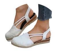 peiaclkde Sandalias de cuña para mujer del Reino Unido, sandalias de punta cerrada, sandalias de plataforma de ajuste ancho, suela suave antideslizante, zapatos deportivos de verano, sandalias de cuña