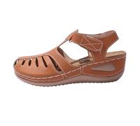 peiaclkde Sandalias ortopédicas para mujer, inspiradas en gladiadores, correas enjauladas, cuñas ajustables con hebilla y soporte de arco, sandalias de cuero transpirables planas de pescador