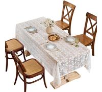 Peiaw Mantel De Encaje Blanco con Motivos Florales Cubierta De Mesa Vintage Transparente para Mesa De Comedor Elegante Y Lavable Ideal para Bodas,Fiestas,Brunch Y Bohemia(50 * 150cm)