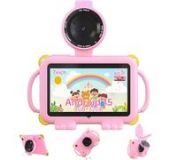 Peicheng Tablet para niños, pantalla IPS de 7 pulgadas, 3+5 GB de RAM+32 GB de ROM + 1 TB ampliable, funda a prueba de golpes con asas, control parental, aplicaciones de entretenimiento educativo