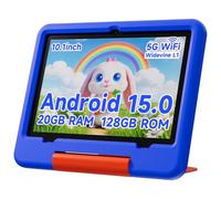 PEICHENG Tableta para niños con funda protectora de EVA, Android 15.0 para niños pequeños Tab PC de 10.1 pulgadas RAM 20 GB (4+16 expandidos) + ROM 128 GB IPS 800 x 1280 5.0 Bluetooth (azul)