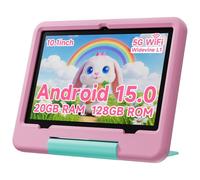 PEICHENG Tableta para niños con funda protectora de EVA, Android 15.0 para niños pequeños Tab PC de 10.1 pulgadas RAM 20 GB (4+16 expandidos) + ROM 128 GB IPS 800 x 1280 5.0 Bluetooth (rosa)