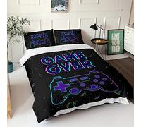 PEIHUODAN 3D Gamer Funda Nórdica para Niñas Niños Adolescentes Multicolor Gamepad Videojuego Microfibra Juego de Cama Videojuegos Funda de Edredón y Funda de Almohada (Negro,220x240 cm Cama 150 cm)