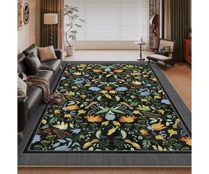 PEIHUODAN Alfombra De Flores Moderna, Alfombra Sala Estar con Mariposas Coloridas, Tapete para Cocina, Comedor Y Mesa Café, Alfombras Pasillo, Alargada, Decorativo Dormitorio (Colour 7,160x200cm)