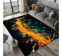 PEIHUODAN Alfombra de Franela con diseño Musical, tapete Colorido con Clave de Sol para Sala de Estar y Dormitorio, Alfombra Decorativa Suave y Antideslizante. (Color 3,50x80cm)