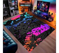 PEIHUODAN Alfombra de Franela Graffiti Gaming, Antideslizante de Estilo Street Art Alfombra Sala de Juegos Salón Dormitorio, Suave y Duradera Alfombras Chico Adolescente Adulto, 160x230 cm, Color 1