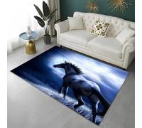 PEIHUODAN Alfombra De Franela Suave con Estampado De Caballos En 3D, Escenas De Animales, Cómoda Y Acogedora Alfombra con Base De Goma Antideslizante para Dormitorio (Color 2,80x120cm)