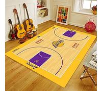 PEIHUODAN Alfombra de Fútbol y Baloncesto para Habitación Juvenil - Sin Pelo, Vinilo Lavable, para Chicos y Niños, Moderna para Salón y Juegos (Amarillo, 100x160 cm)