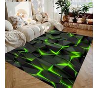 PEIHUODAN Alfombra De Juego Gaming Cool Visual 3D, Alfombra Decorativa para Sala Juegos Adolescentes Y Niños, Carpet Área Modernas Cuadrado A Líneas Neón para Estar Dormitorio (Color 1,80x160cm)