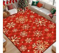 PEIHUODAN Alfombra de Navidad de Franela, Diseño Festivo Copito de Nieve Papá Noel, Alfombra Suave Antideslizante para Decoración Salón Dormitorio (Color 4,50x80cm)