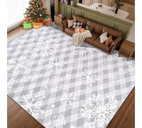 PEIHUODAN Alfombra de Navidad de Franela, Diseño Festivo Copito de Nieve Papá Noel, Alfombra Suave Antideslizante para Decoración Salón Dormitorio (Color 2,160x230cm)
