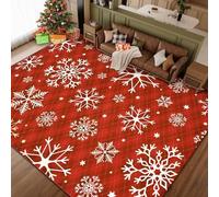 PEIHUODAN Alfombra de Navidad de Franela, Diseño Festivo Copito de Nieve Papá Noel, Alfombra Suave Antideslizante para Decoración Salón Dormitorio (Color 3,100x120cm)