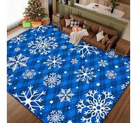 PEIHUODAN Alfombra de Navidad de Franela, Diseño Festivo Copito de Nieve Papá Noel, Alfombra Suave Antideslizante para Decoración Salón Dormitorio (Color 1,100x150cm)