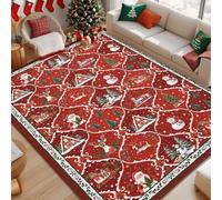 PEIHUODAN Alfombra de Navidad de Franela, Diseño Festivo Copito de Nieve Papá Noel, Alfombra Suave Antideslizante para Decoración Salón Dormitorio (Color 6,160x200cm)