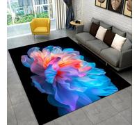 PEIHUODAN Alfombra Efecto 3D Flor Luminosa Degradado Azul Rosa, Antideslizante Lavable para Salón, Suave y Esponjoso Revestimiento de Suelo Alfombra para Dormitorio Comedor, 120x160 cm, Color 3