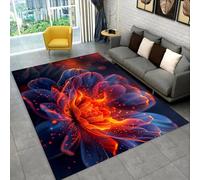 PEIHUODAN Alfombra Efecto 3D Flor Luminosa Degradado Rojo Negro, Antideslizante Lavable para Salón, Suave y Esponjoso Revestimiento de Suelo Alfombra para Dormitorio Comedor, 50x80 cm, Color 2